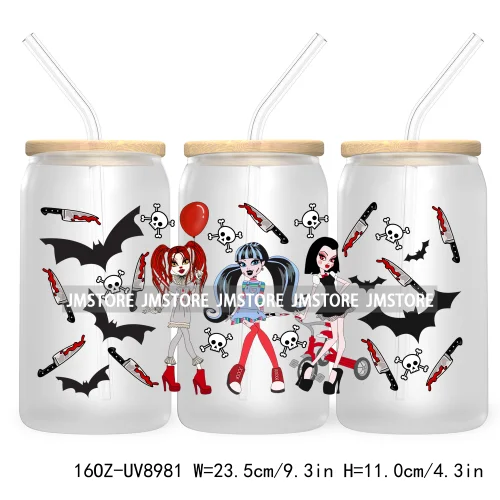 Reading Book Ghost Funny Halloween 16OZ UV DTF Cup Wrap Transfer Stickers Custom Labels Durable Waterproof For Libbey Glass Can