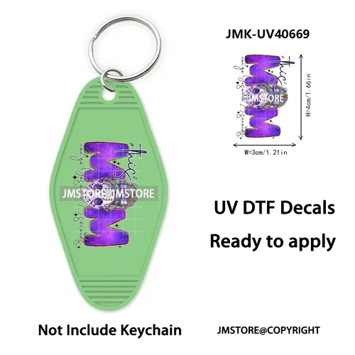 Horror Movie Characters Halloween Mom UV DTF Motel Keychain Wraps Ready To Apply Waterproof High Quality Hotel Keychain Decals