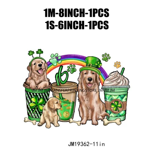 Shamrock Crusher Sassy litt lassie St Patricks Day Coffee Rainbow Gnomies Logos DTF Transfer Stickers Ready To Press For Hoodies