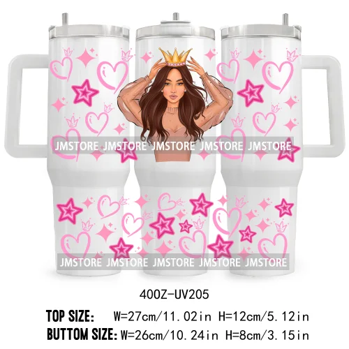 40OZ Tumbler Wrap Birthday Girl Cake Party UV DTF Cup Wraps Transfer Stickers Custom Labels Waterproof Logo Cute Queen Princess