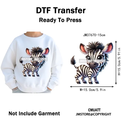 15cm 5.9in Kid Cute Silly Baby Pet Animal Iron On DTF Heat Transfer Sticker For Clothes Vinyl Thermal Washable T-Shirts Decals