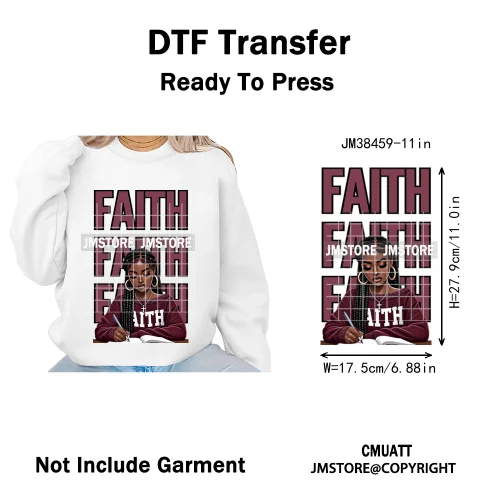 Pray Jesus Faith Trust Black Woman Religious Blessed Thermal Designs Iron on DTF Transfers Stickers Ready to Press for Clothes