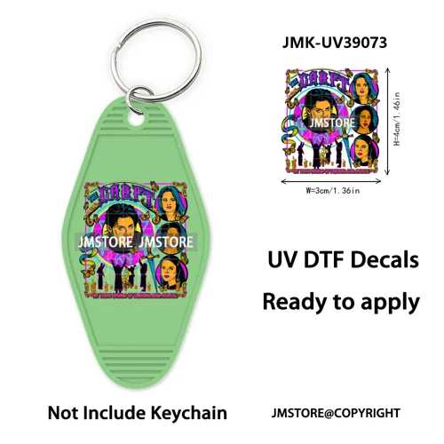 Halloween Horror Movies Witch Girl UV DTF Motel Keychain Decal Ready To Ship Durable Transfer Stickers Prints For Hotel Keychain