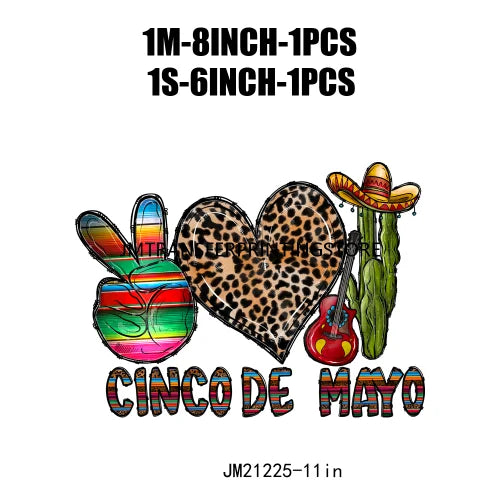 Colorful Mexican Pinata Latina Cinco De Mayo Festival Logos Iron On Fiesta Tacos Tequila DTF Transfer Stickers For Clothing