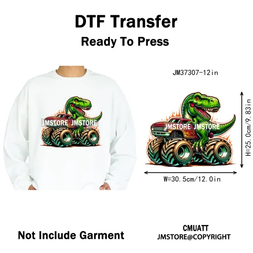 12in Monster Trucks Are My Jam Urban Graffiti Racing Rules Iron on Washable DTF Transfers Stickers Ready to Press for Clothing