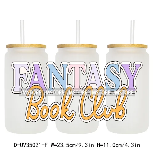 Fantasy Bookish Lover Reading 16OZ UV DTF Cup Wraps Ready To Apply Waterproof Transfer Stickers For Libbey Glass Can Tumbler