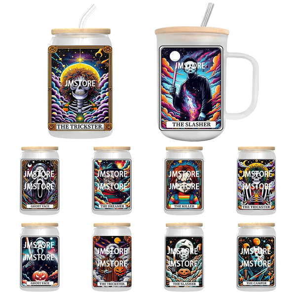 Horror Characters Tarot Card UV DTF Transfer Stickers Decals For Libbey Cold Cups Mugs Tumbler Waterproof DIY Custom Logo Labels