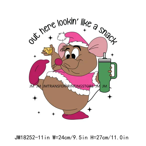 Funny Mouse Princess Christmas Designs Looking Like A Snack Gus Christmas Heat Transfer Stickers Ready To Press For Clothes Bags