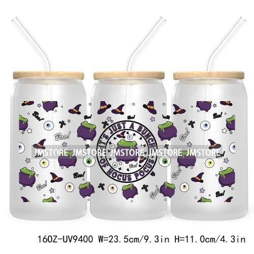 Coquette Pumpkin Autumn 16OZ UV DTF Cup Wrap Transfer Stickers Custom Waterproof Label For Libbey Glass Can Cute Ghost Halloween