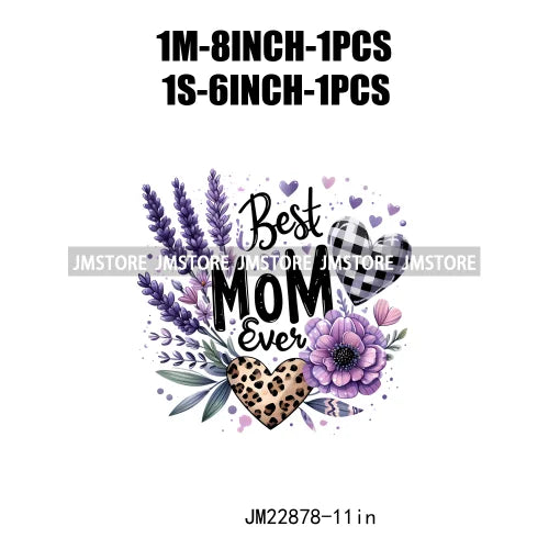 Best Mom Ever Floral Heart Iron On Logos Mother's Day Leopard Mama DTF Printing Transfer Stickers For Clothing