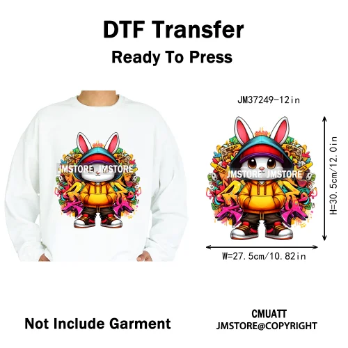 12in Cool Jungle King Beats Graffiti Hip Hop Animals Lover Iron on DTF Thermal Transfers Stickers Ready to Press for T-shirts