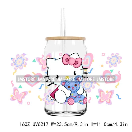 Cartoon Cat Mexican Snacks 16OZ UV DTF Cup Wrap Transfers Stickers Custom Labels Durable Waterproof Logo For Libbey Glass Can