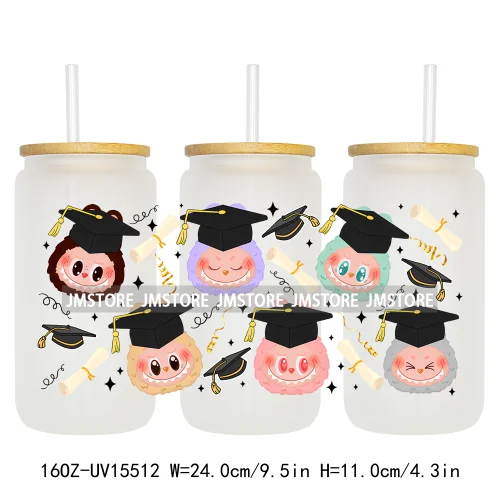 Coquette Bow Kids Cartoon Doll Characters UV DTF Cup Wraps Ready To Apply Waterproof Transfer Stickers For 16OZ Libbey Glass Can