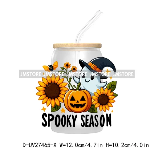 Trick or Teach Ghouls Halloween UV DTF Transfer Stickers Decals For Libbey Cold Cups Mugs Tumbler Waterproof Label Spooky Season