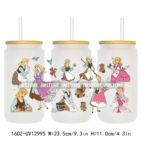 Best Friends Princess Movie Themed 16OZ UV DTF Cup Wraps Ready To Apply Waterproof Transfer Sticker For Libbey Glass Can Tumbler