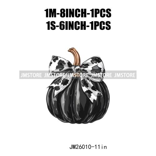 Colorful Gothic Girly Halloween Black Pumpkin Coquette Bow Decasl DTF Iron On Transfers Stickers Ready To Press For T-shirt Bags