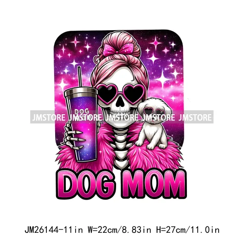 Colorful Coffee Skull Mom Life Boujee Sarcastic Good Moms Say Bad Words DTF Iron On Transfer Stickers Ready To Press For Clothes