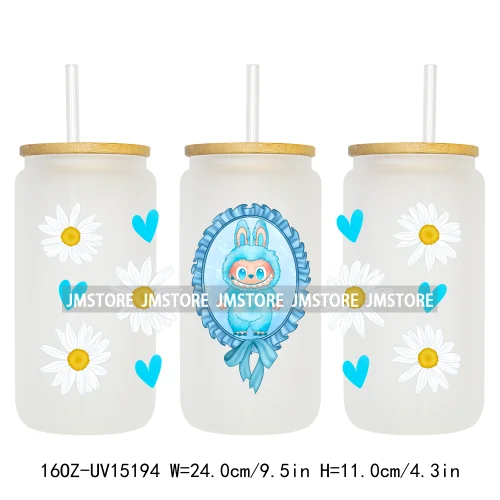 Cute Cartoon Coquette Magical Mirror Bow 16OZ UV DTF Cup Wraps Ready To Apply Waterproof Transfer Stickers For Libbey Glass Can
