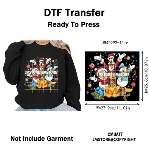 Funny Cartoon Mouse Friends Merry Christmas Movie Character Xmas Season Iron on DTF Transfer Stickers Ready to Press for Hoodies