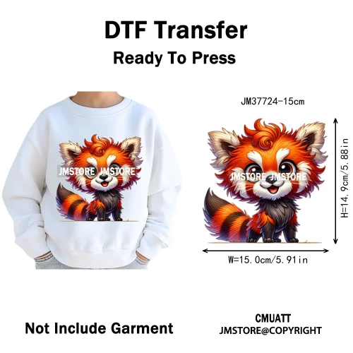 15cm 5.9in Kids Size Funny Pets Lovers Playful Panda Lion Chameleon Animal Iron on DTF Transfer Stickers Ready to Press for Bag