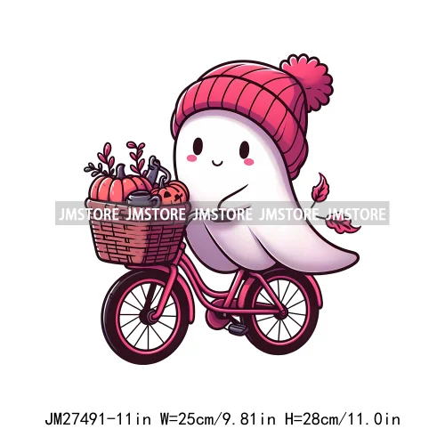 Read Books Flower Bike Music Ghost Sweet Spooky Season Halloween DTF Printing Logos Iron On Transfers Stickers For Hoodies Bags