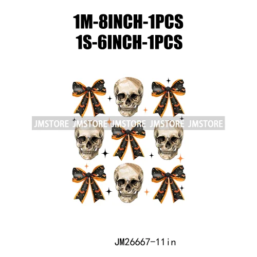 New Halloween Skeleton Ghost Coquette Bow Witch Hats Pumpkin Designs DTF Iron On Transfers Stickers Ready To Press For Hoodies