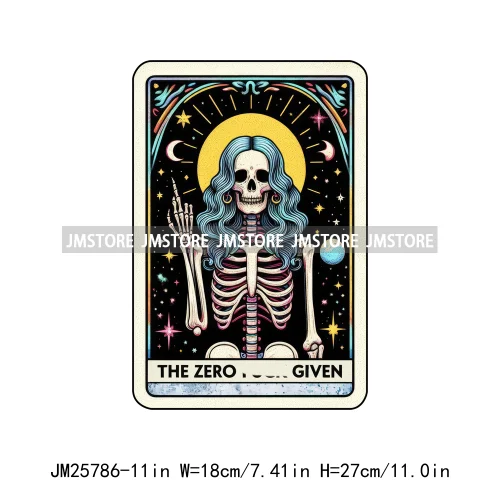 Colorful Plant Lady Stoner Skeleton Funny Drama Queen Mood Nurse Tarot Card DTF Iron On Heat Press Transfer Stickers For Clothes