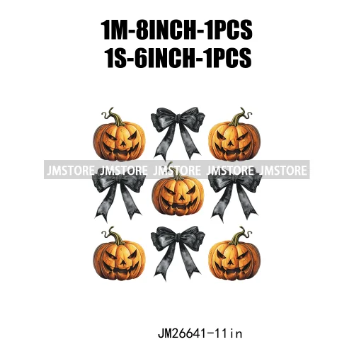 Fashion Halloween Pumpkin Coquette Bow Spooky Vibes Washable Printing DTF Iron On Heat Press Transfer Stickers For Clothing Bags