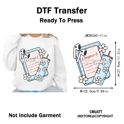 Funny Bookish Things Kindle Girlie TBR Read Books Lover Positive Quotes Iron on DTF Transfer Stickers Ready to Press for Textile