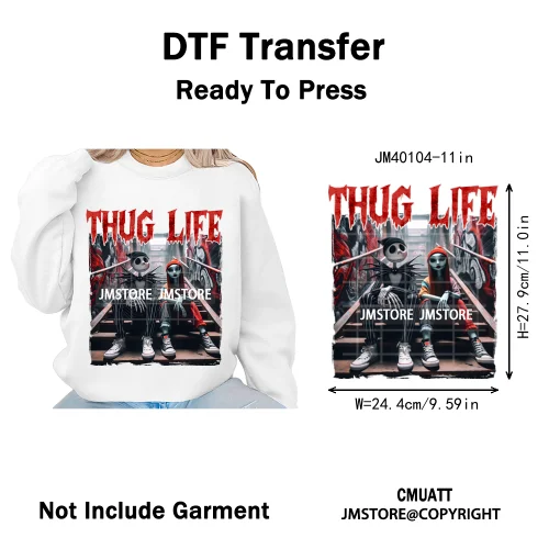 Old School Halloween Horror Movie Killer Bad Queen Thug Life Iron on DTF Washable Transfers Stickers Ready to Press for Clothes