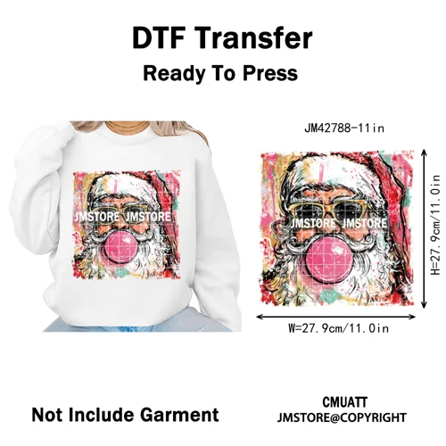 Preppy Brushstroke Gingerbread Santa Bow Tree Merry Christmas Girly Iron on DTF Transfers Stickers Ready to Press for T-shirts