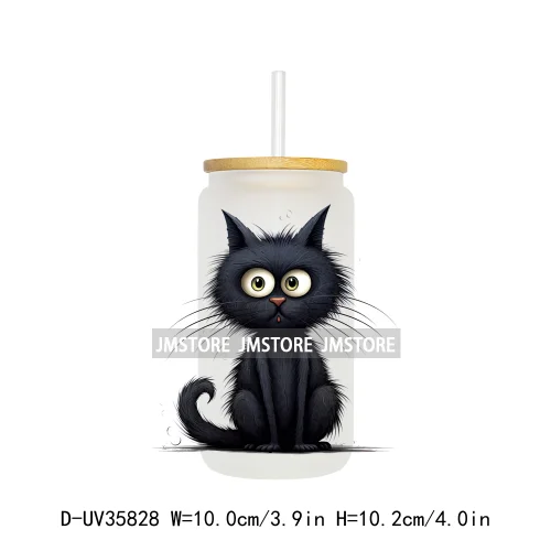 Cute Black Cats Halloween UV Sticker Decals For Libbey Cold Cups Mugs Tumbler Transfer Stickers Waterproof High Quality Prints