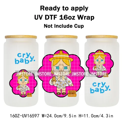 Floral Monsters Cartoon Characters UV DTF Wraps Transfer Stickers Waterproof Logo High Quality For 16OZ Libbey Glass Can Tumbler