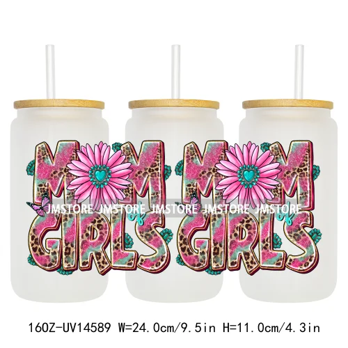 Howdy Western Mama Cowhide UV DTF Wraps Transfer Sticker Selfadhesive Waterproof High Quality For 16OZ Libbey Glass Can Tumbler