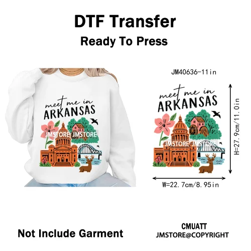 Retro American Citycape Scenery Badge States Lover Designs Iron on DTF Washable Transfers Stickers Ready to Press for Clothing