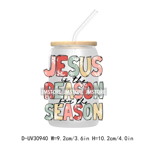 Jesus Christian Religious Christmas Faith Bible Verse UV Sticker Decals For Libbey Cold Cups Mugs Tumbler Transfer Stickers Logo