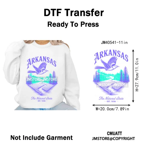 Colorful US State Love Travel Landmark Animal Icons Printing Iron on DTF Washable Transfers Stickers Ready to Press for T-shirts