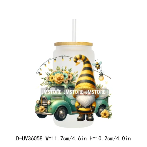 Honey Spring Bee Gnome Floral UV Sticker Decals For Libbey Cold Cups Mugs Tumbler Transfer Sticker Waterproof High Quality Label