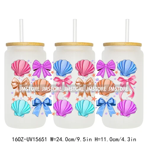 Coquette Bow Florida Softgirl Summer Trip  UV DTF Wraps Transfer Sticker Custom High Quality For 16OZ Libbey Glass Can Tumbler