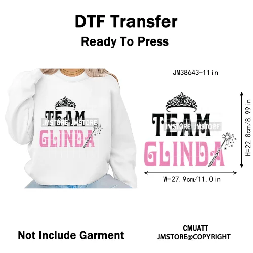 Witch Changed For Good Faux Glitter Pink and Green Movie Iron on DTF Washable Transfers Stickers Ready to Press for Clothes Bags