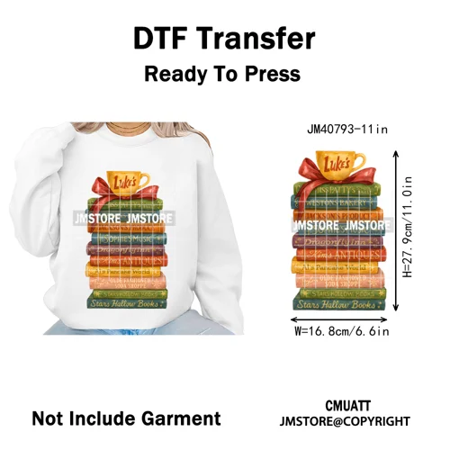 Autumn Festival Fall Season Stars Movie Girls Town Book Lover Iron on Washable DTF Transfers Stickers Ready to Press for Hoodies