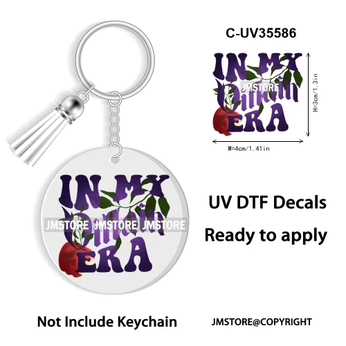 Cartoon Princess In My Villains Era UV DTF Decal Round Keychain Ready To Apply WaterProof Transfer Stickers For Circle Keychain