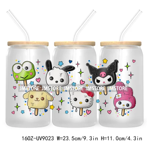 Horror Ice Cream Halloween Popsicles 16OZ UV DTF Cup Wrap Transfer Stickers Custom Labels Waterproof Logo For Libbey Glass Can