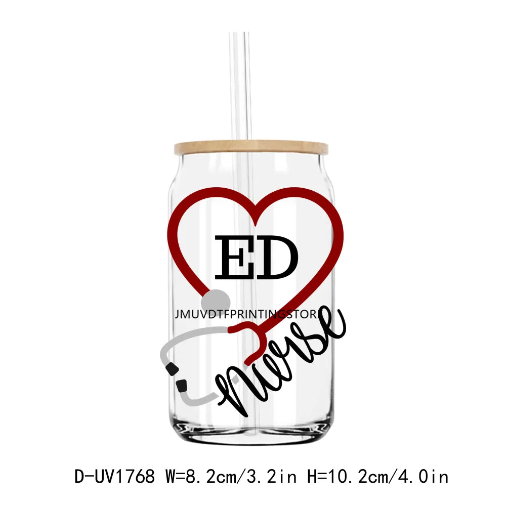 Medical NICU Nurse UV DTF Transfers Stickers Decals For Libbey Cold Cups Mugs Tumbler Pharmacist Life Waterproof DIY Craft