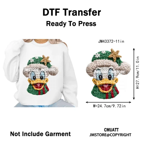 Cute Faux Knitting Yarn Princess Cartoon Character Christmas Holiday Iron on DTF Transfers Stickers Ready to Press for Hoodies