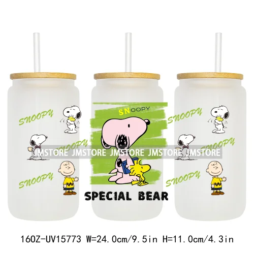 Retro Puppy Cartoon Best Friends 16OZ UV DTF Cup Wraps Ready To Apply Waterproof Transfer Stickers For Libbey Glass Can Tumbler