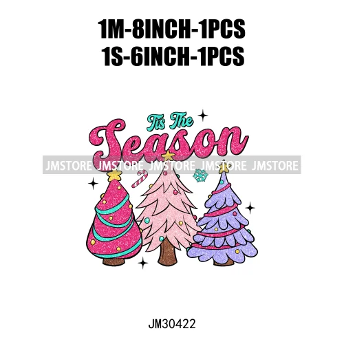 Colorful Holly Jolly Vibes Faux Glitter Christmas Santa Sleigh All Day Iron On DTF Transfers Stickers Ready To Press For Clothes