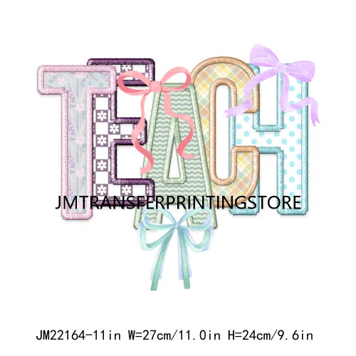 Iron On Teach Love Insprit Print Logos Maestra Heart Pencil Bow Cowgirl Boots Small Town Teacher DTF Transfer Stickers For Shirt