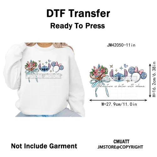 Retro Cartoon Magical Princess Girly Bow Mouse Ears Headbands Iron on DTF Washable Transfers Stickers Ready to Press for Hoodies