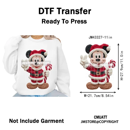 Latch Hook Faux Yarn Cartoon Movie Friends Merry Christmas Iron on Washable DTF Transfers Stickers Ready to Press for Textiles